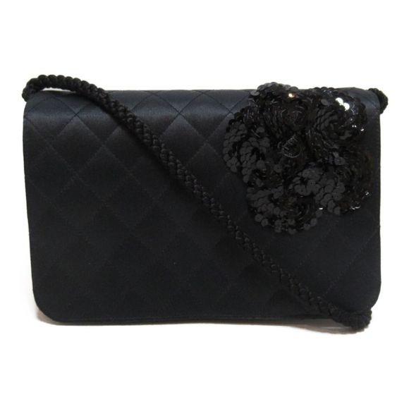 Chanel Shoulder Bag Satin Black - Picture 1 of 8